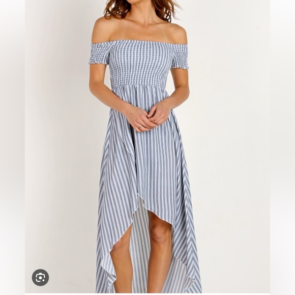 Like New Show Me Your MuMu Willa Maxi She Sails Striped, off the shoulder dress - Picture 3 of 4